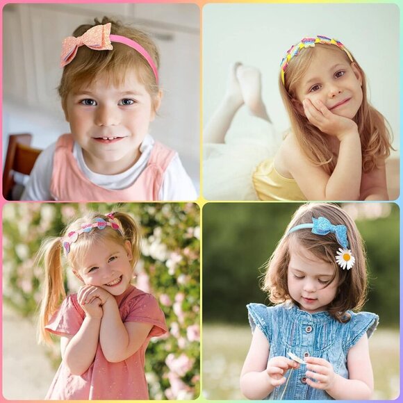 Girls Glitter Headbands Bulk 24 Pack Sequin Plastic Hair Accessories for Kids main image 4